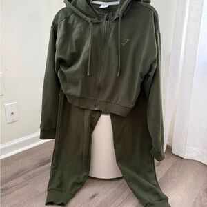 Gymshark- Olive Green Hoodie and Joggers Set
